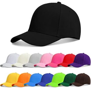 geyoga 15 pieces baseball cap bulk adjustable size plain for men women blank hat for running workouts and outdoor activities (multi color)