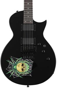 esp 6 string ltd kh-3 kirk hammett signature series electric guitar with case, black w/spider graphic, right, (lkh3)