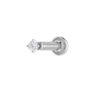 FINEROCK 0.03 Carat 4-Prong Solitaire Diamond Nose Pin Stud in 18K White Gold (SI1-SI2 Clarity)