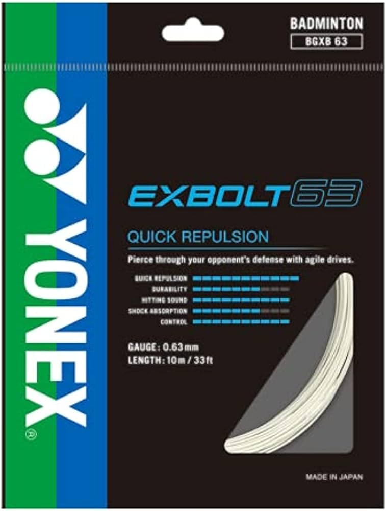 YONEX BG Exbolt 63 Badminton String (White)