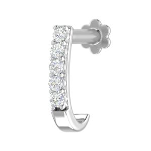 finerock 0.06 carat 5-stones diamond nose pin open hoop in 18k white gold (si1-si2 clarity)