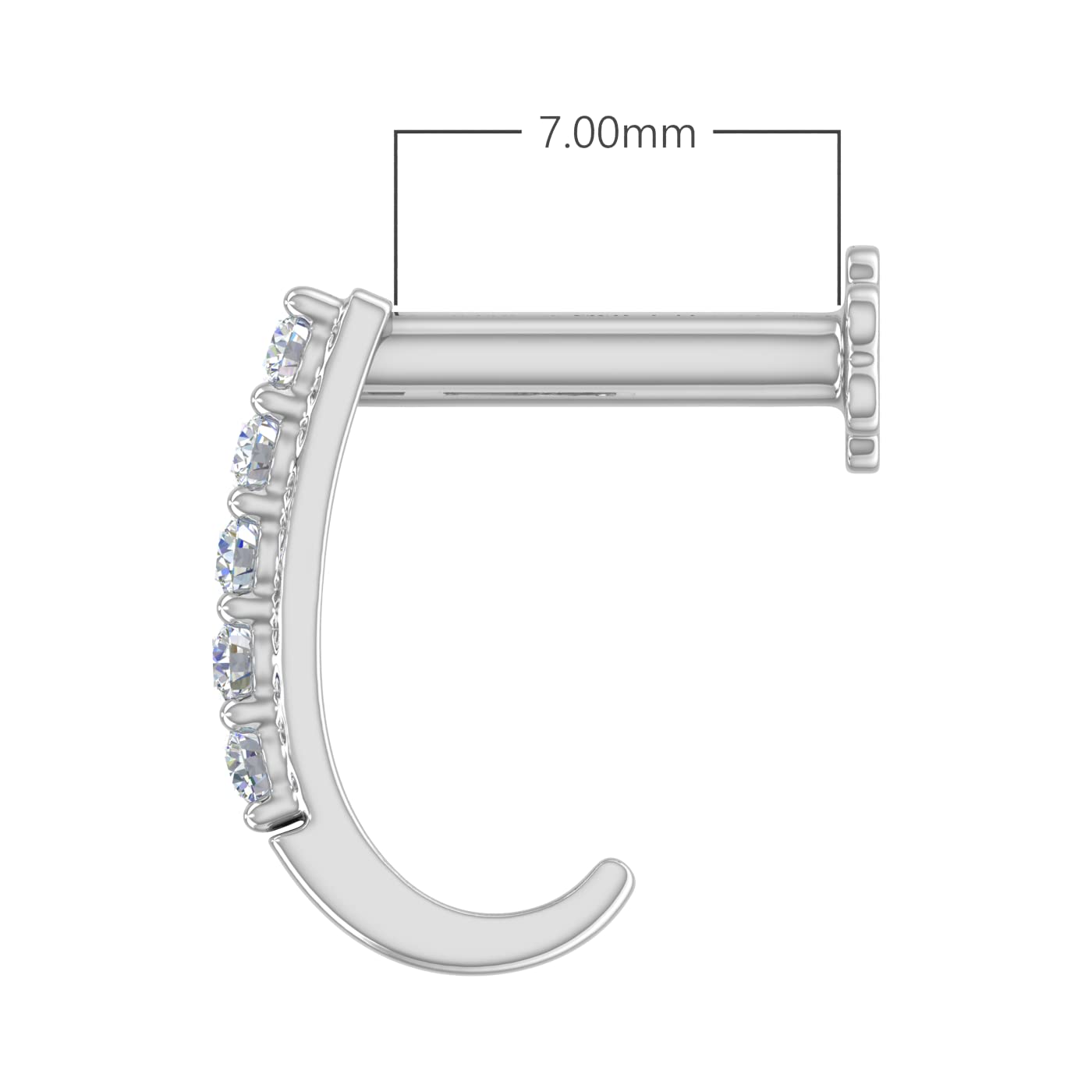 FINEROCK 0.06 Carat 5-Stones Diamond Nose Pin Open Hoop in 18K White Gold (SI1-SI2 Clarity)