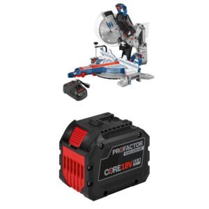 Bosch PROFACTOR 18V SURGEON GCM18V-12GDCN14 Cordless 12 In. Dual-Bevel Glide Miter Saw Kit & (1)CORE18V 8.0Ah Performance Battery + GBA18V120 18V CORE18V Lithium-Ion 12.0Ah PROFACTOR Exclusive Battery