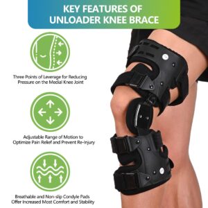 Komzer OA Unloader Knee Brace, Osteoarthritis of the bone on bone Knee Support, Rheumatoid Arthritis, Knee Joint Pain and Degeneration (Black, Right)