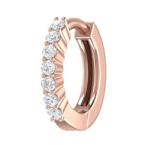 finerock 1/10 carat 7-stone diamond nose pin hoop in 14k rose gold (si1-si2 clarity)