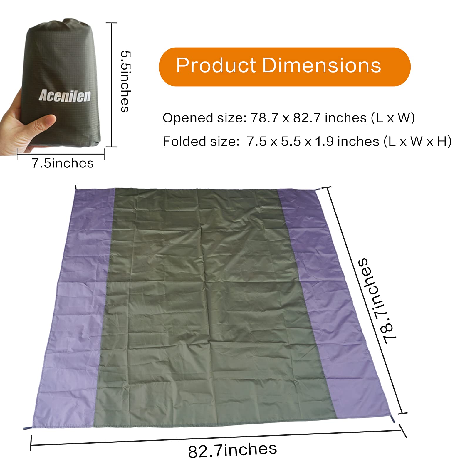 ACENILEN Tent Footprint, 1-4 Person Waterproof Camping Tarp Lightweight Ground Sheet Mat for Backpacking, Hiking, Beach, Picnic