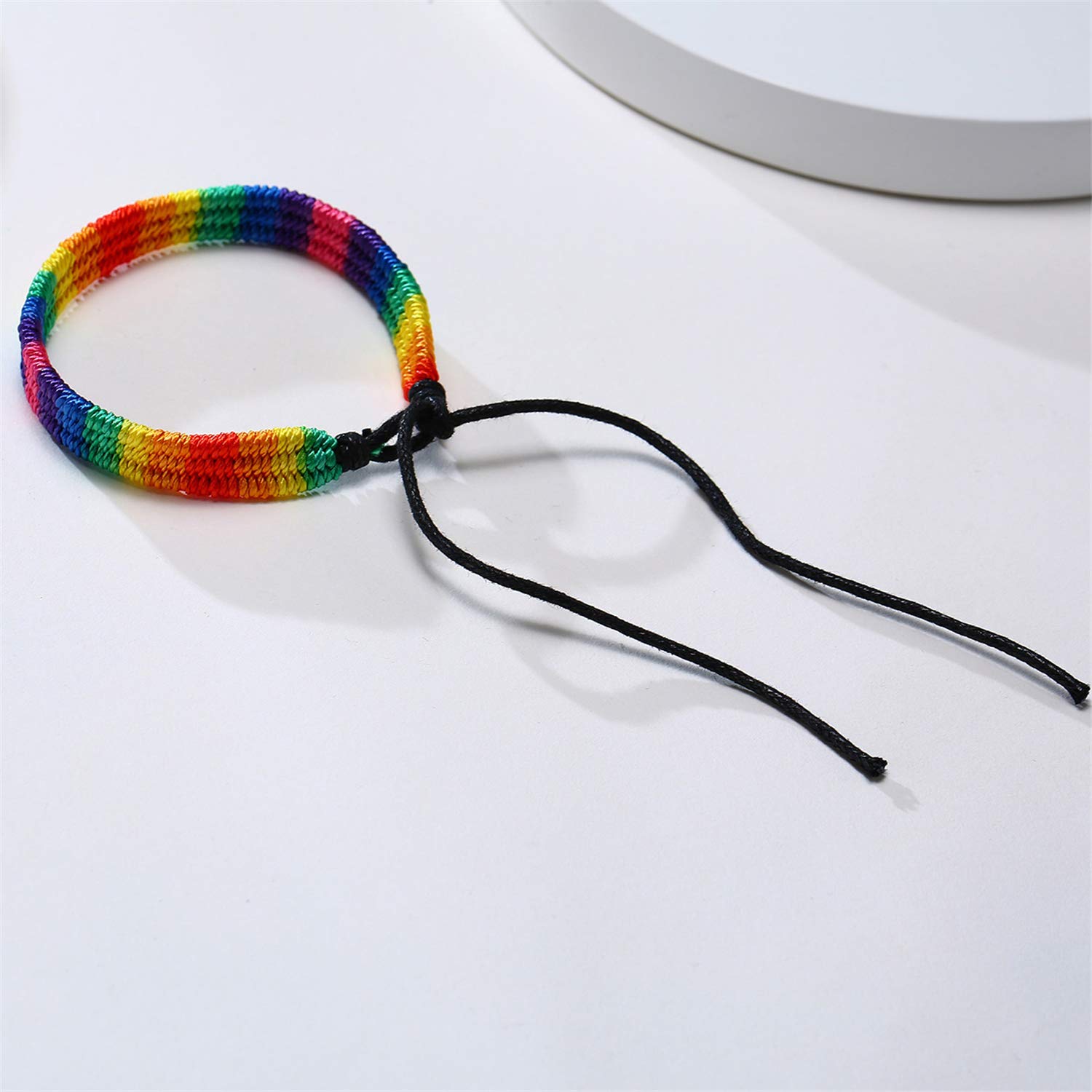 yomlry LGBT Pride Bracelet for Gay & Lesbian Rainbow Friendship Braided Bracelets LGBTQ Relationship Bracelet for Women Men string black