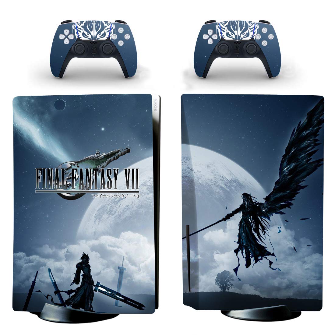 Decal Moments PS5 Standard Disc Console Controllers Full Body Vinyl Skin Sticker Decals for Playstation 5 Console and Controllers FF Cloud