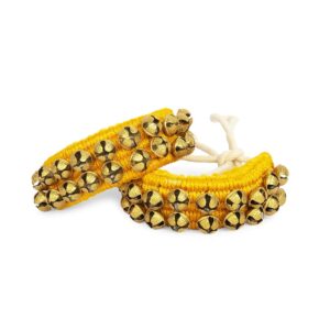 tengru kathak ghungroo pad 2 line (20+20) 16 no bells indian professional handmade dancing big bells pair classical dance accessories i anklet for kids and adults (tg-yellow 2 line)