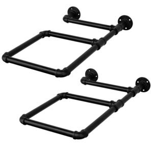 MyGift Wall-Mounted Exercise Ball Rack | Black Industrial Pipe Yoga Stability Ball Storage Display Holder for Home Gym and Studios, Set of 2