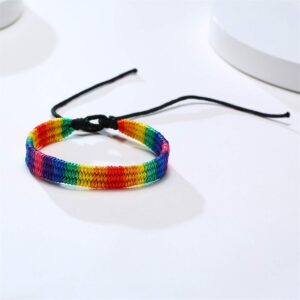 yomlry LGBT Pride Bracelet for Gay & Lesbian Rainbow Friendship Braided Bracelets LGBTQ Relationship Bracelet for Women Men string black