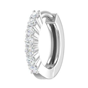 FINEROCK 1/10 Carat 7-Stone Diamond Nose Pin Hoop in 10K White Gold