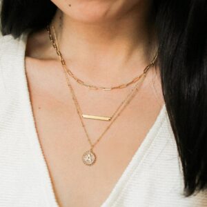 M MOOHAM Layered Gold Necklace for Women - 14K Gold Plated Initial Necklace for Women Layered Necklace Set Gold Necklace Non Tarnish Letter Necklace Gold Jewelry for Women