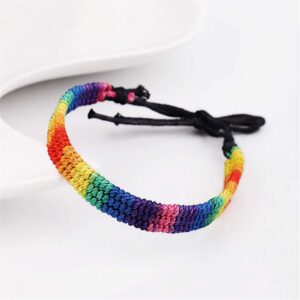 yomlry LGBT Pride Bracelet for Gay & Lesbian Rainbow Friendship Braided Bracelets LGBTQ Relationship Bracelet for Women Men string black