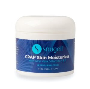 snugell cpap skin moisturizer daily face cream with aloe vera and vitamin a & e | petroleum-free | fragrance-free | non-greasy | specially designed for cpap users | 4 fl. oz.