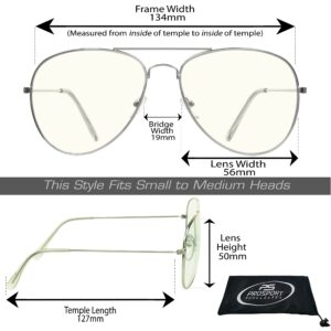 proSPORT Blue Light Blocking Computer Glasses 2 Pack of Aviator Silver Frame Anti Glare Anti Eyestrain Gaming…