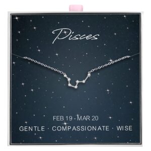 alovesoul 925 sterling silver constellation horoscope zodiac pisces necklace, gifts for women