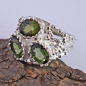 Ravishing Impressions Moldavite Gemstone 925 Sterling Silver Ring Beautiful Handmade Jewellery Birthday Gift