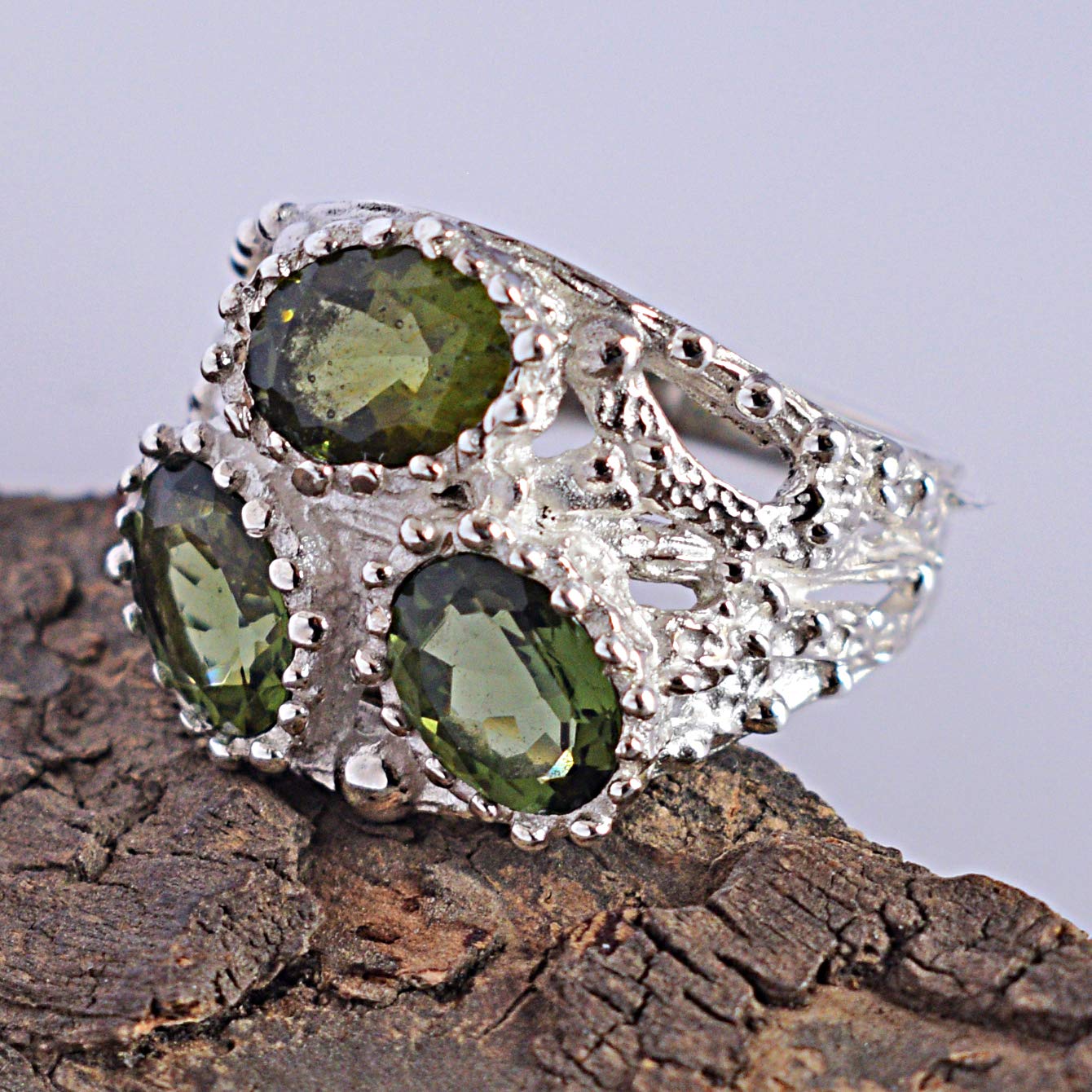 Ravishing Impressions Moldavite Gemstone 925 Sterling Silver Ring Beautiful Handmade Jewellery Birthday Gift