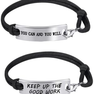 SATINIOR 20 Pieces Inspirational Message Leather Bracelets Motivational Quotes Adjustable Bangle Bracelets for Women (Encouraging Style)(SATINIOR-K-Inspirational Bangle-41)