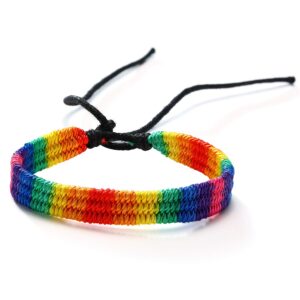 yomlry lgbt pride bracelet for gay & lesbian rainbow friendship braided bracelets lgbtq relationship bracelet for women men string black