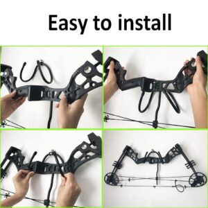 Pmsanzay Bow Wall Storage Display Rack Bow Hanger Hooks Wall Holder Wall Mount Storage and Display Your Bow - Rubber Protection, no Scratches - Hold up to 20 Lbs - No Bow