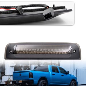 NSLUMO Led Third Brake Light for 2009-2018 Dodge Ram 1500 2500 3500 Pickup Red LED Strobe High Mount Stop Light White Cargo Light Smoke Lens Replace OEM 55372082AF