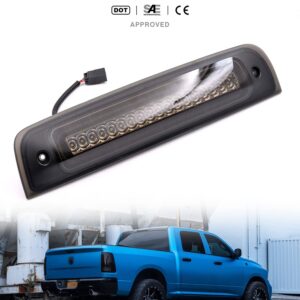 NSLUMO Led Third Brake Light for 2009-2018 Dodge Ram 1500 2500 3500 Pickup Red LED Strobe High Mount Stop Light White Cargo Light Smoke Lens Replace OEM 55372082AF