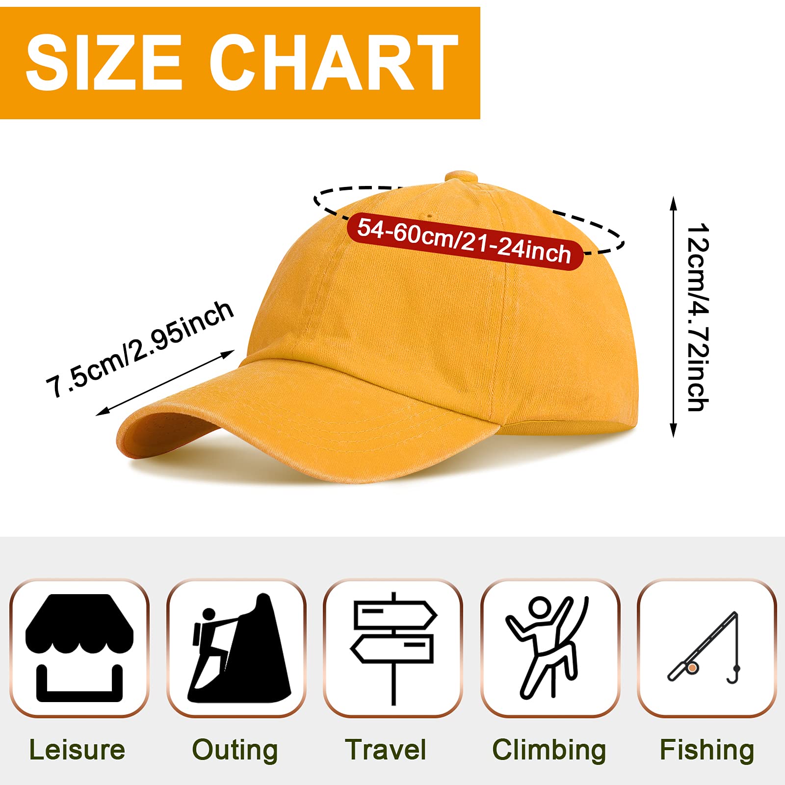 7 Pieces Unisex Vintage Washed Distressed Baseball Hat Baseball Cap Twill Adjustable Dad Hat (Yellow, Black, Pink, Wine Red, Coffee, Green, Lake Blue)