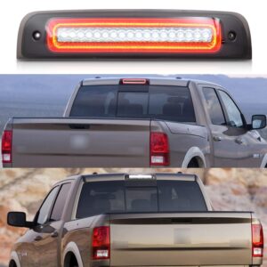 NSLUMO Led Third Brake Light for 2009-2018 Dodge Ram 1500 2500 3500 Pickup Red LED Strobe High Mount Stop Light White Cargo Light Smoke Lens Replace OEM 55372082AF