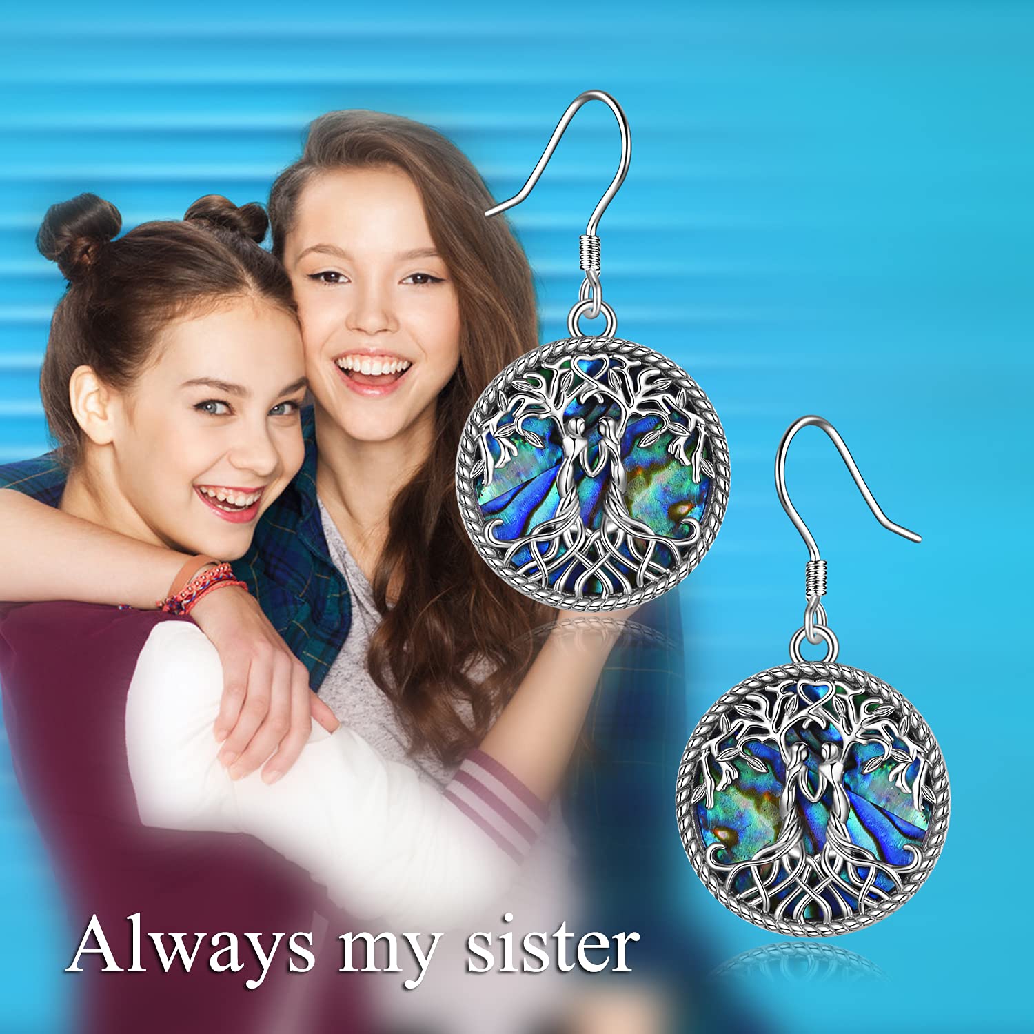 YFN Sister Gifts from Sister, Sterling Silver Always My Sister Forever My Friend Sister Earrings Jewelry, Birthday Jewelry Gift for Sisters (Always My Daughter Forever My Friends)