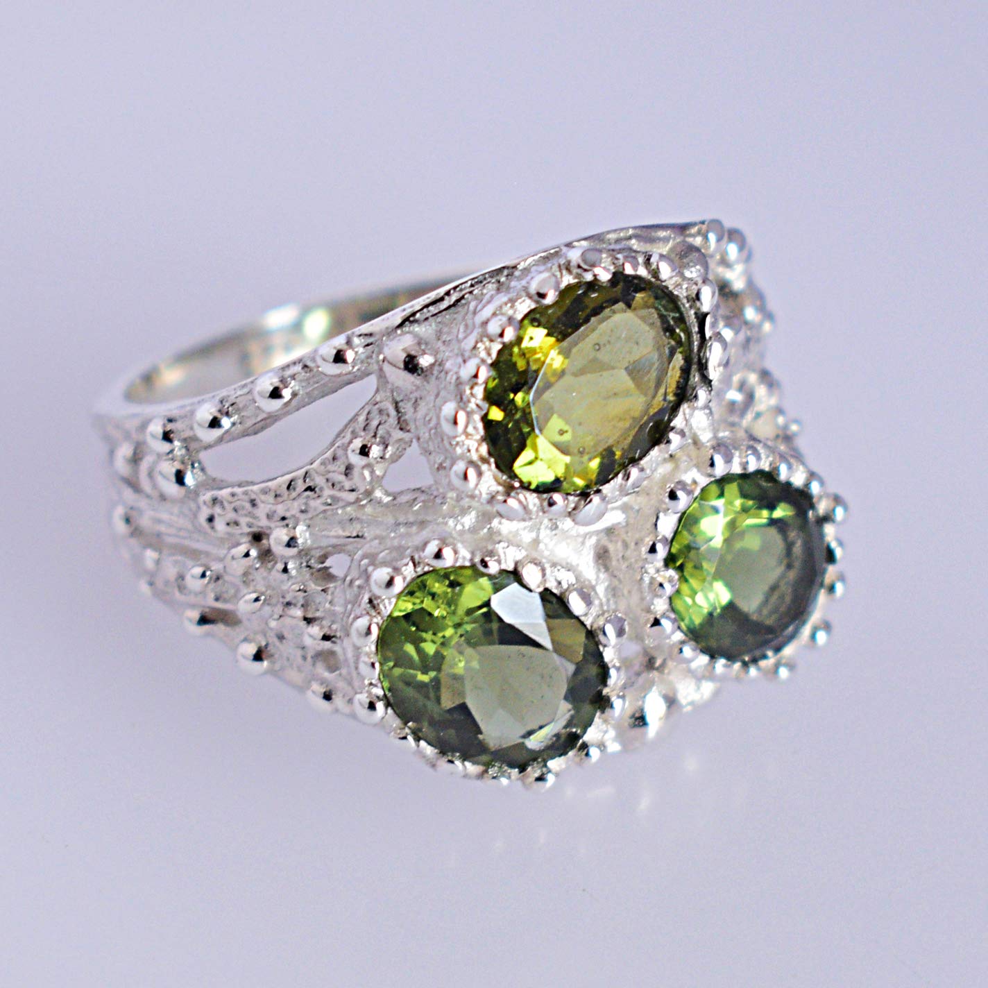 Ravishing Impressions Moldavite Gemstone 925 Sterling Silver Ring Beautiful Handmade Jewellery Birthday Gift