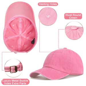 7 Pieces Unisex Vintage Washed Distressed Baseball Hat Baseball Cap Twill Adjustable Dad Hat (Yellow, Black, Pink, Wine Red, Coffee, Green, Lake Blue)