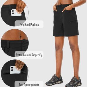 Viodia Women's 6" Hiking Golf Shorts with Zipper Pockets Quick Dry Stretch Cargo Shorts for Women Casual Summer Black