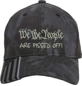 we the people are pissed off embroidered structured adjustable one size fits all us flag on bill hat (kryptek silver)