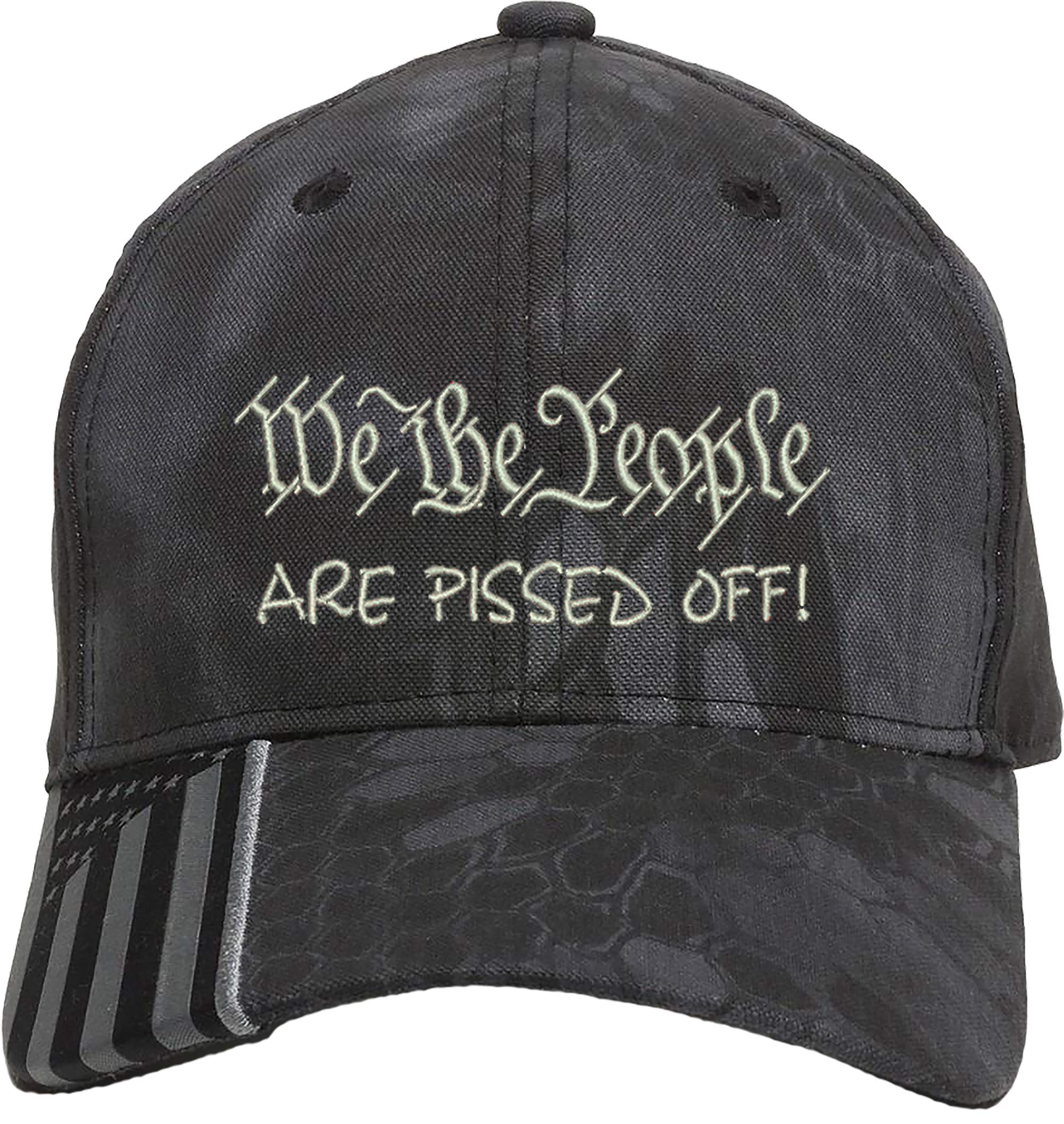 We The People are Pissed Off Embroidered Structured Adjustable One Size Fits All US Flag on Bill Hat (Kryptek Silver)