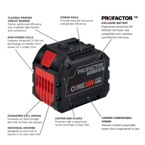 Bosch PROFACTOR 18V SURGEON GCM18V-12GDCN14 Cordless 12 In. Dual-Bevel Glide Miter Saw Kit & (1)CORE18V 8.0Ah Performance Battery + GBA18V120 18V CORE18V Lithium-Ion 12.0Ah PROFACTOR Exclusive Battery