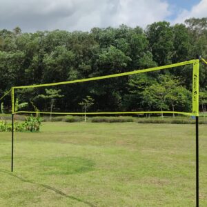 Volleyball Badminton Combo net Set for Backyard and Outdoor with Sleeve Net, 4 Pro Racquets, Nylon Carry Bag