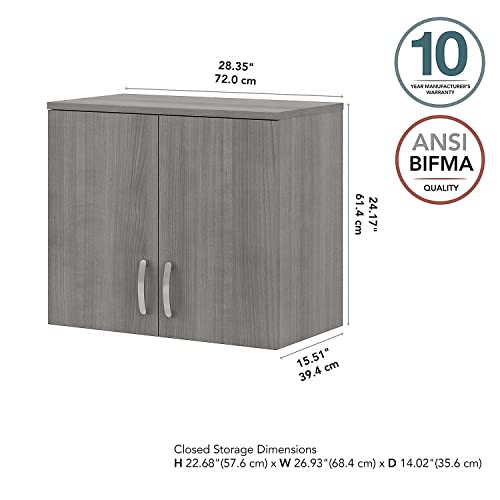 Bush Business Furniture Universal 24-inch Wall Cabinet with Doors and 2 Shelves, Platinum Gray (UNS428PG)