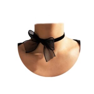 asphire sexy black lace bow-knot collar choker necklace soft velvet suede choker tie cravat jewelry gift for women(black)