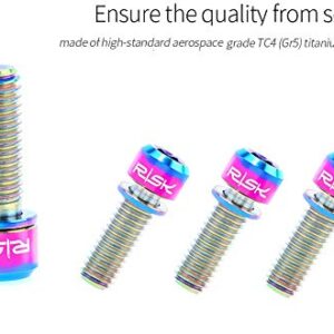 Pack of 4 pcs Titanium Bolts Screws for MTB Road Bicycle and Mountain Bike Disc Caliper, M6X20mm (Oil Slick)