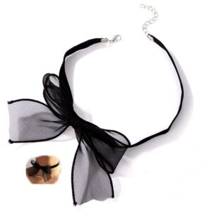 Asphire Sexy Black Lace Bow-knot Collar Choker Necklace Soft Velvet Suede Choker Tie Cravat Jewelry Gift for Women(Black)