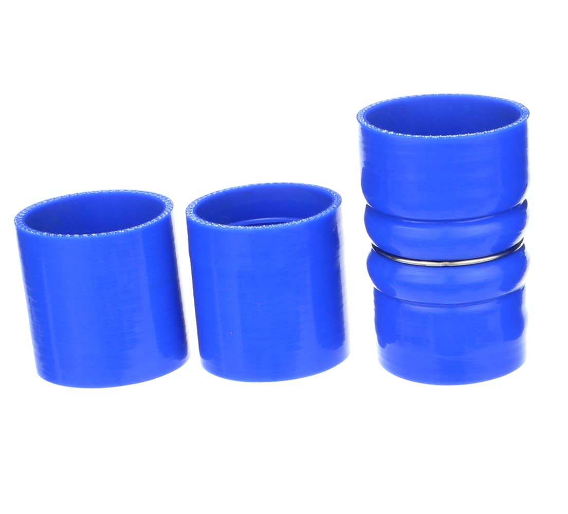 Heavy Duty High Temp Reinforced Silicone Intercooler Boots Kit with Hose Clamps Compatible with 1999.5 2000 2001 2002 2003 Super duty 7.3L Ford Powerstroke F-250 F-350 Turbo Diesel (blue)