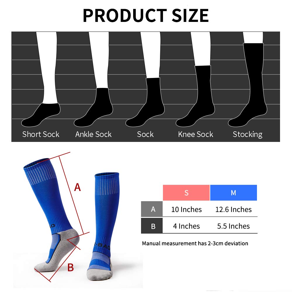 AII 5 Pairs Kids Soccer Socks Boys Girls High Tube Long Knee Athletic Football Socks (4-18 Years) color mess (multicolored, Large)