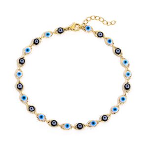 sloong evil eye anklet bracelets for women 14k gold plated beach foot anklet bracelet jewelry beads anklet set, adjustabe size