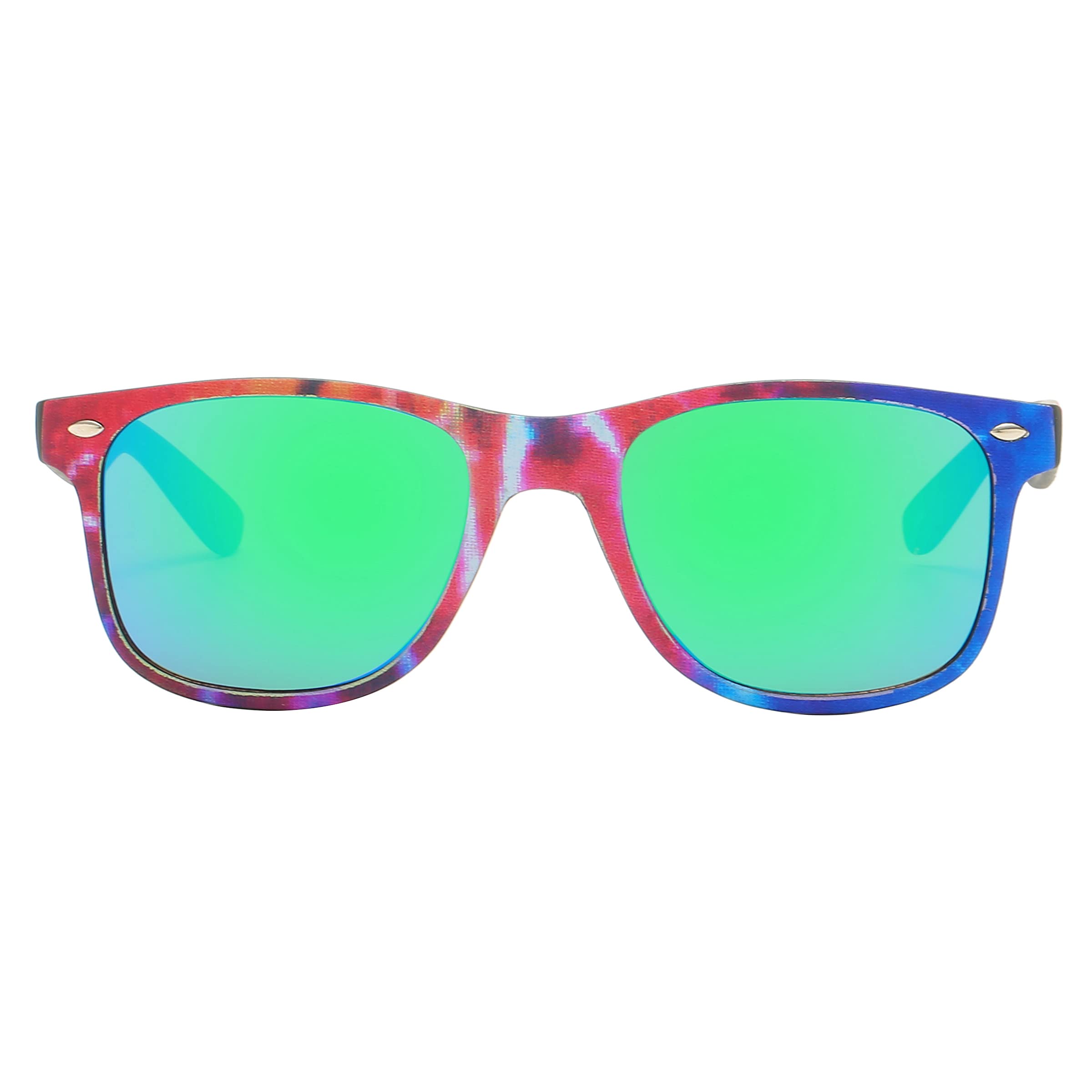 Piranha Avant Retro Sunglasses for Men and Women with Tie Dye Patterned Frames and Blue Mirror Lenses