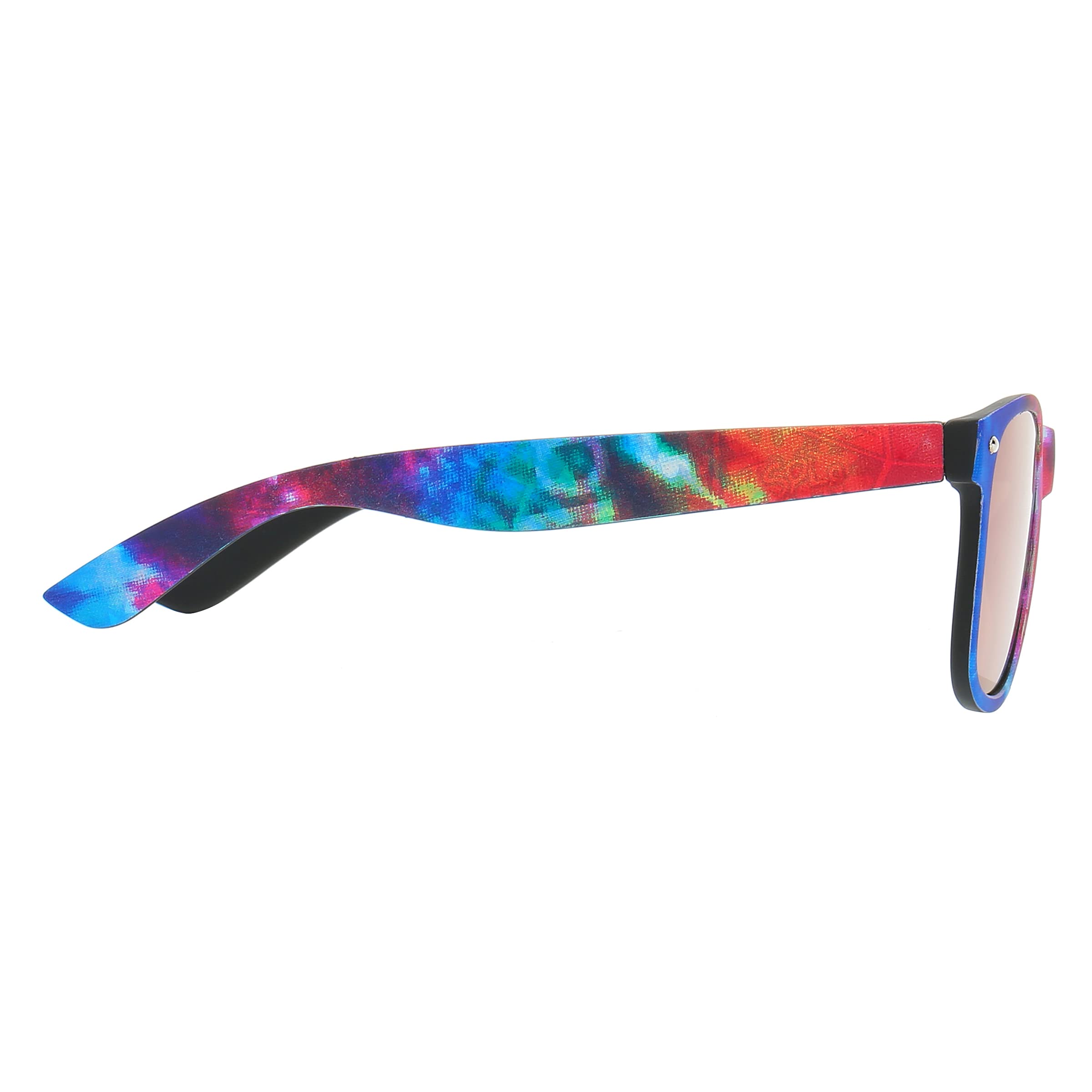 Piranha Avant Retro Sunglasses for Men and Women with Tie Dye Patterned Frames and Blue Mirror Lenses