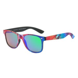 Piranha Avant Retro Sunglasses for Men and Women with Tie Dye Patterned Frames and Blue Mirror Lenses