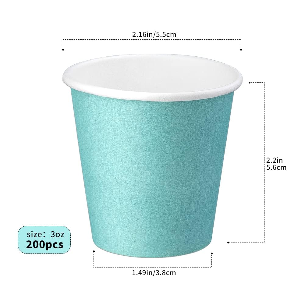 Huaiid 200 Pack 3 oz Paper Cups Disposable Mouthwash Cups Bathroom Cups Espresso Cups Small Paper Cups for Snack Perfect for Home Condos Rvs Campers (Blue)