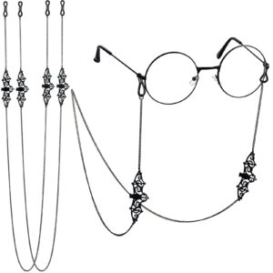 frienda 2 pieces glass chains halloween bat glasses chain goth sunglasses eyeglass necklace eyewear reading black bat glasses retainer strap holder lanyards halloween party accessories for women men